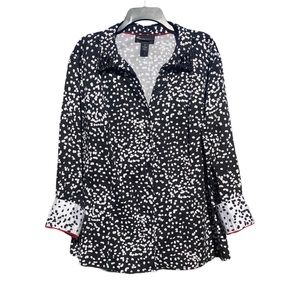 Lane Bryant Plus 28 Jeweled Embellished Collar Cuffed Button Blouse